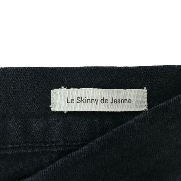 FRAME Le Skinny de Jeanne Ripped Noir Wash Skinny Jeans Black Distressed Size 28 - Picture 8 of 13